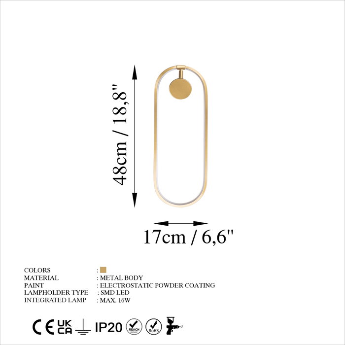 Opviq Can - 13557 Aplique de pared metálico dorado Opviq Can - 13557 Aplique de pared metálico dorado